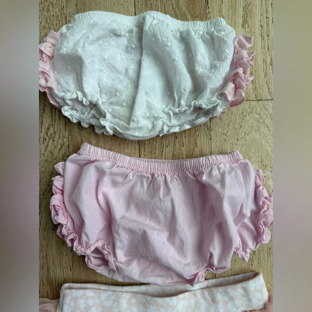 RuffleButts Pink & White Ruffled Baby Bloomers Diaper Covers and Splendid tutu